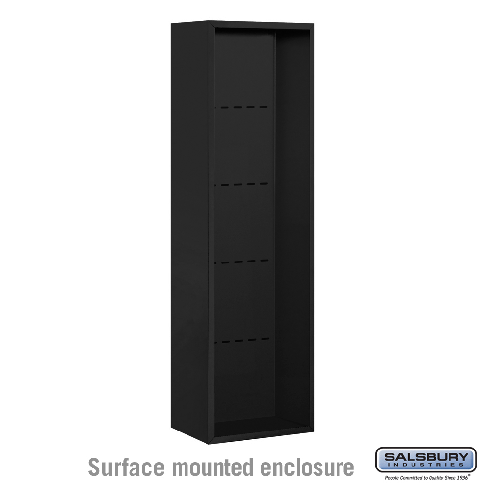 32.25 x 57.875 x 17.5 in. Surface Mounted Enclosure Mailbox for 3716 Single Column Unit, Black