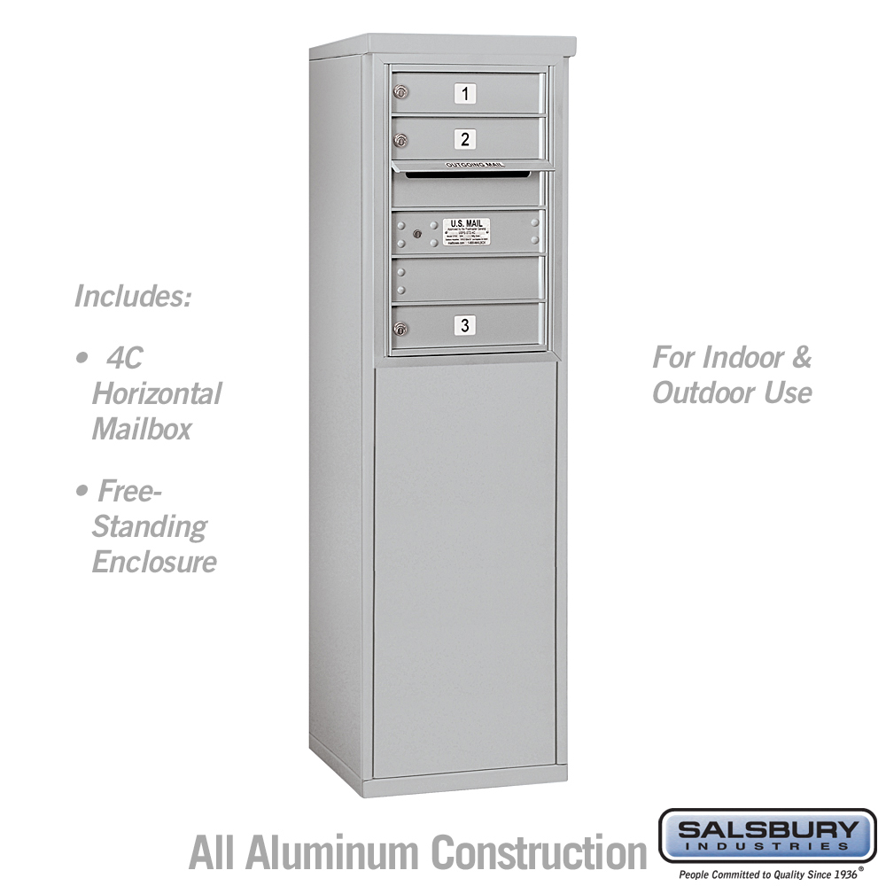 17.75 x 52.875 x 18.5 in. Free-Standing 4C Horizontal Mailbox Unit - Front Loading - USPS Access, Aluminum