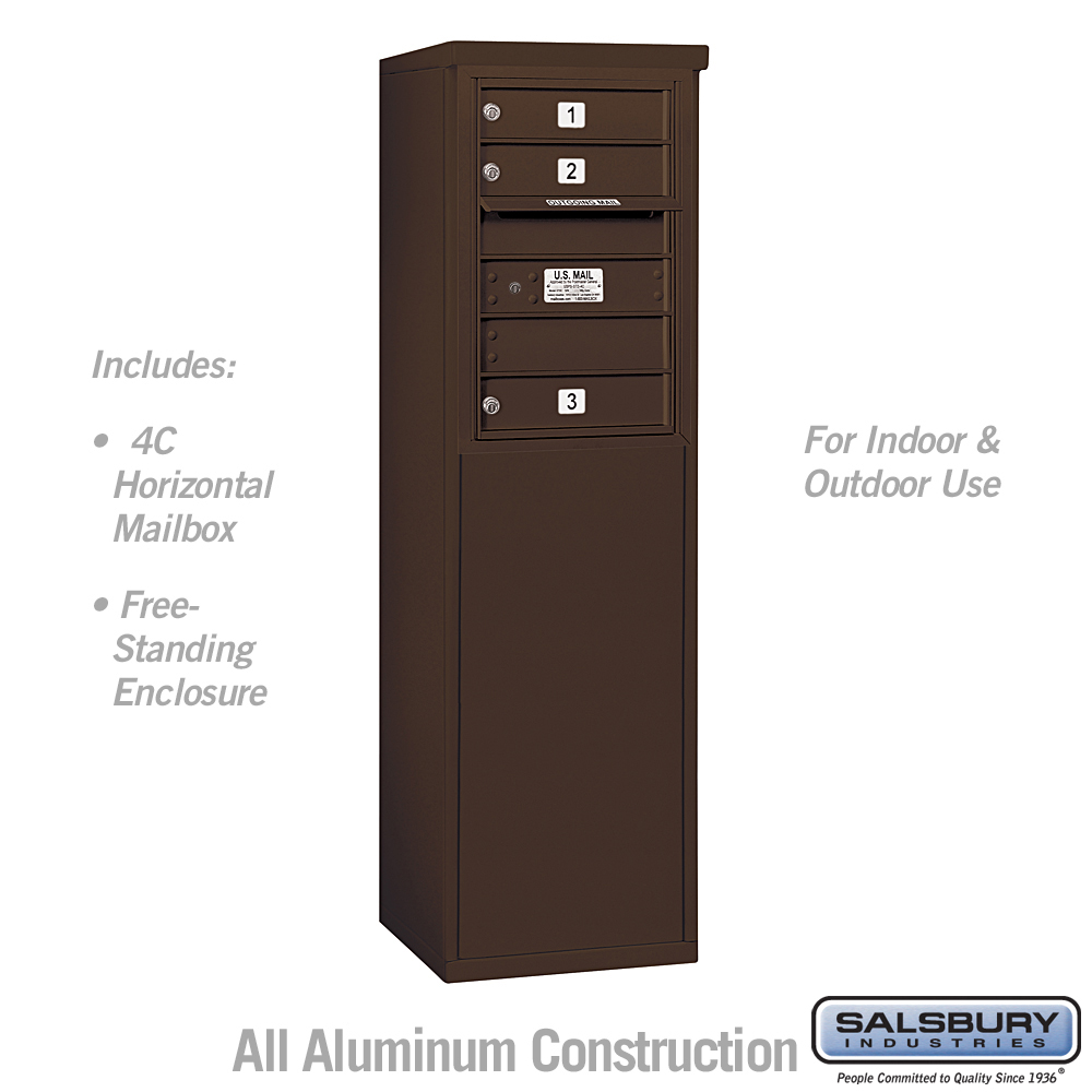 17.75 x 52.875 x 18.5 in. Free-Standing 4C Horizontal Mailbox Unit - Front Loading - USPS Access, Bronze