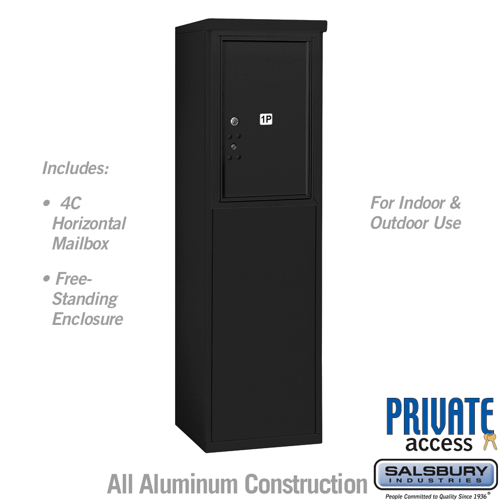 17.75 x 52.875 x 18.5 in. Free-Standing 4C Horizontal Mailbox Unit - Front Loading - Private Access, Black