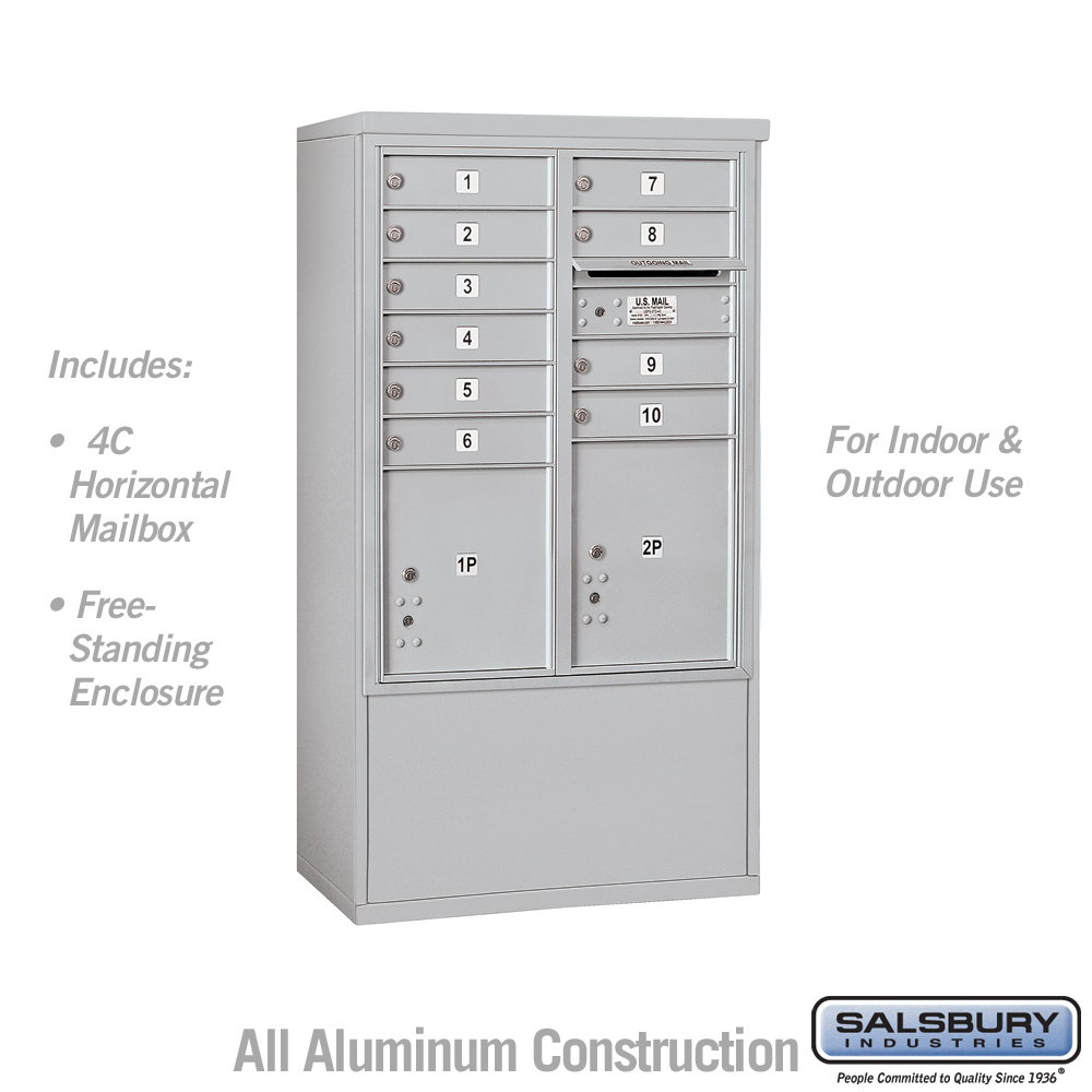 31.75 x 52.875 x 18.5 in. Free-Standing 4C Horizontal Mailbox Unit - Front Loading - USPS Access, Aluminum