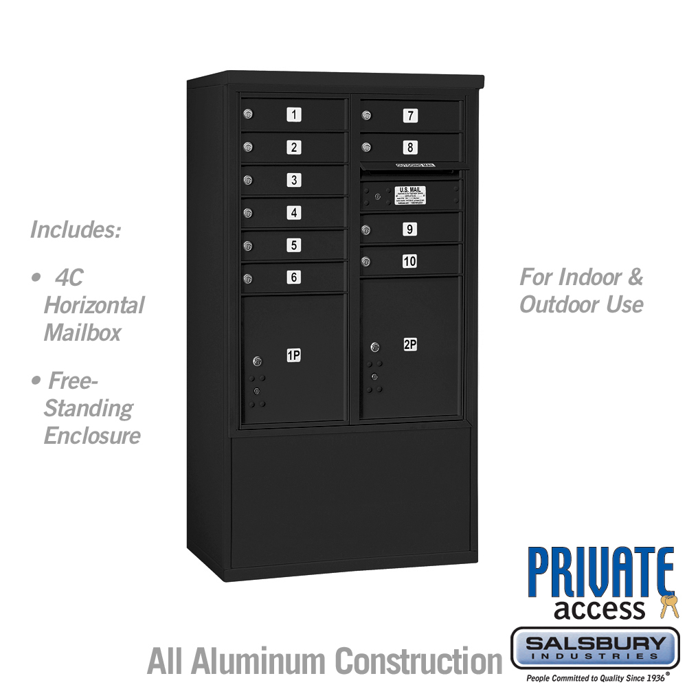 31.75 x 52.875 x 18.5 in. Free-Standing 4C Horizontal Mailbox Unit - Front Loading - Private Access, Black