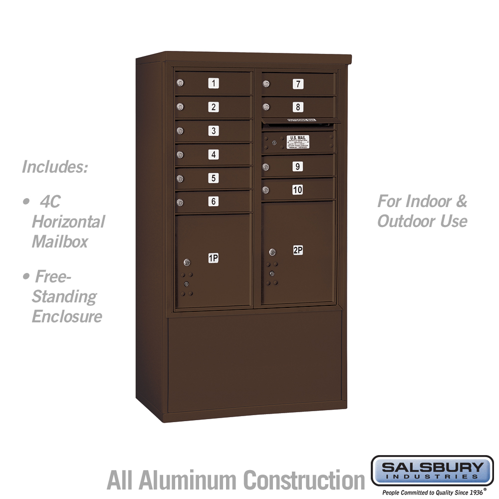 31.75 x 52.875 x 18.5 in. Free-Standing 4C Horizontal Mailbox Unit - Front Loading - USPS Access, Bronze
