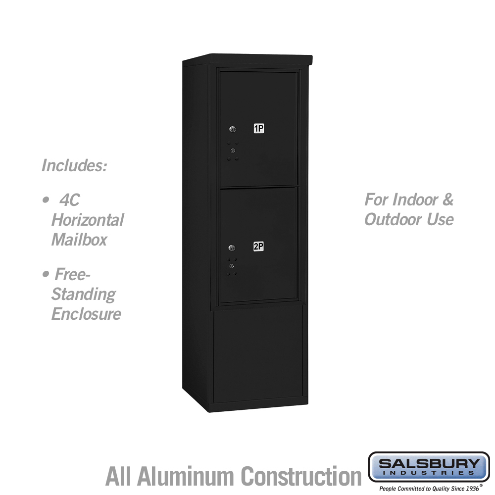 17.75 x 52.875 x 18.5 in. Free-Standing 4C Horizontal Mailbox Unit - Front Loading - USPS Access, Black