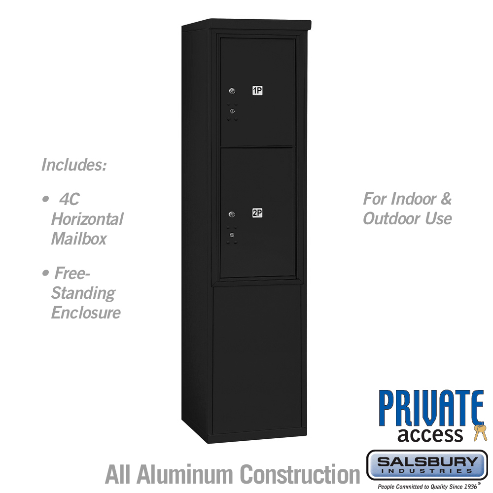 17.75 x 69.375 x 18.5 in. Free-Standing 4C Horizontal Mailbox Unit - Front Loading - Private Access, Black