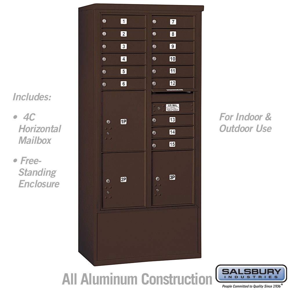 31.75 x 72.125 x 18.5 in. Free-Standing 4C Horizontal Mailbox Unit - Front Loading - USPS Access, Bronze