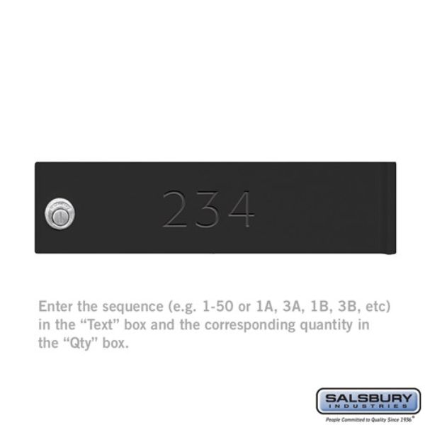 3374BLK Custom Door Engraving Black Filled for Cluster Box Unit & CBU Parcel Locker Door, Black