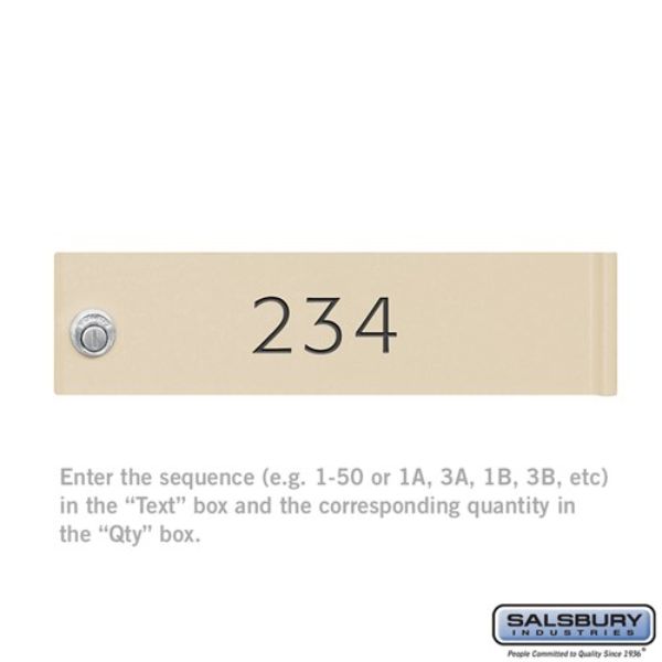 3374SAN Custom Door Engraving Black Filled for Cluster Box Unit & CBU Parcel Locker Door, Sandstone