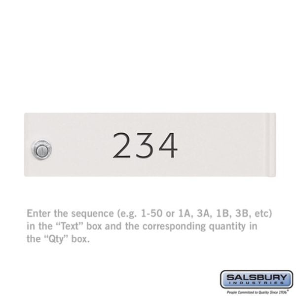 3374WHT Custom Door Engraving Black Filled for Cluster Box Unit & CBU Parcel Locker Door, White