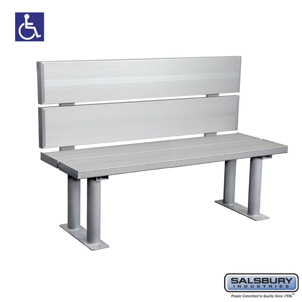 77772-ADAB 48 in. Wide Aluminum ADA Locker Bench with Back Support