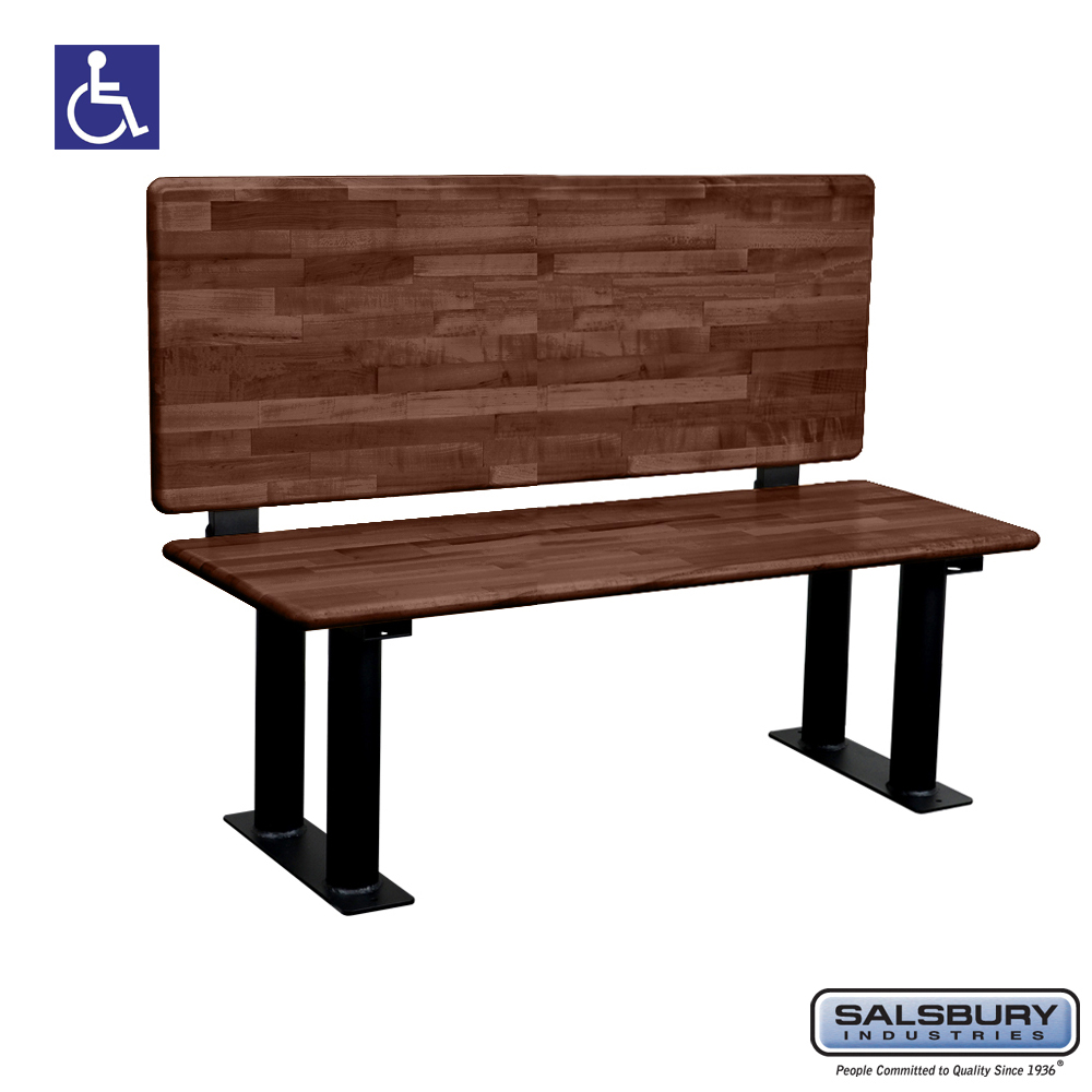 77782-ADAB-DRK 48 in. Wide Wood ADA Locker Bench with Back Support, Dark Finish