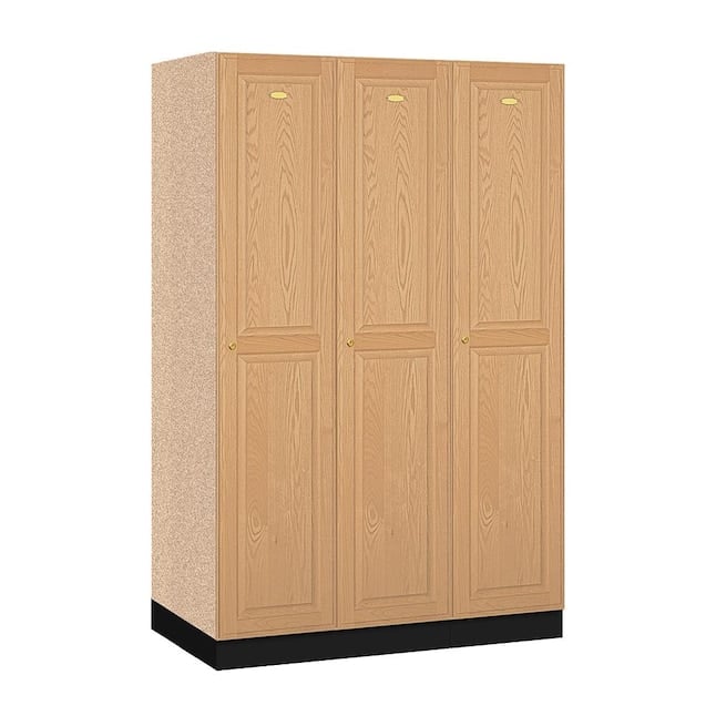 13168DRK 16 in. Wide & 1 Wide & 6 ft. High, 18 in. Deep Triple Tier Solid Oak Executive Wood Locker, Dark Oak -  Salsbury Industries