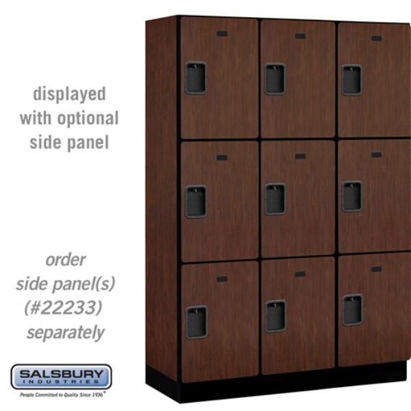 18-23368MAH 18 in. Wide Triple Tier Designer Wood Locker, Mahogany - 3 x 6 ft. x 18 in -  Salsbury Industries