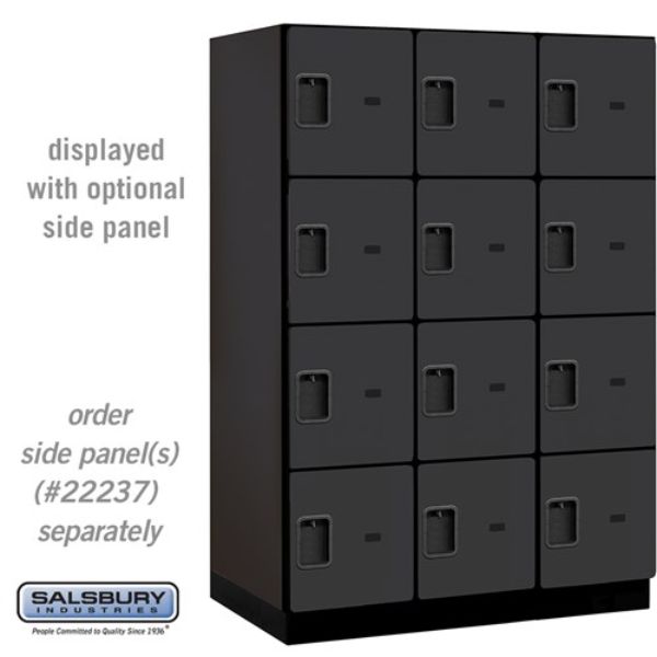 18-24364BLK 18 in. Wide Four Tier Designer Wood Locker, Black - 3 x 6 ft. x 24 in.