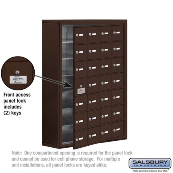 19178-28ZSK Surface Mounted with 28 A Doors 27 Usable in Bronze & Keyed Locks Cell Phone Locker