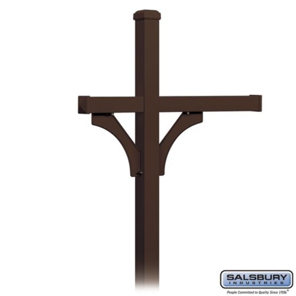 4373BRZ Deluxe Post, 2 Sided In-Ground Mounted for 3 Roadside Mailboxes, Bronze