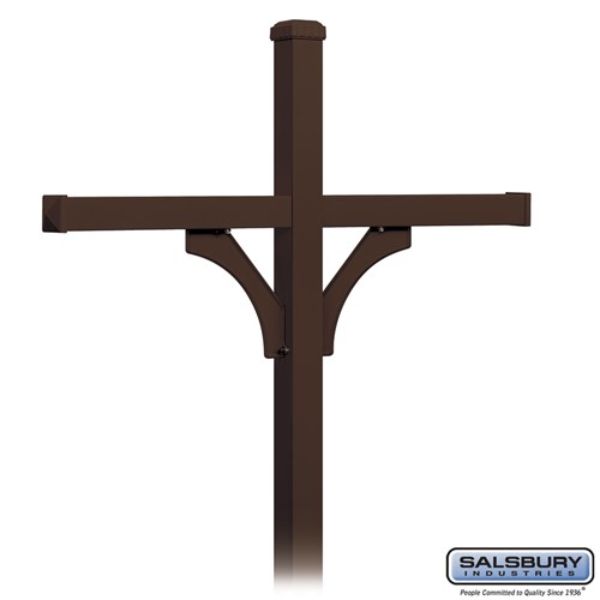4374BRZ Deluxe Post, 2 Sided In-Ground Mounted for 4 Roadside Mailboxes, Bronze