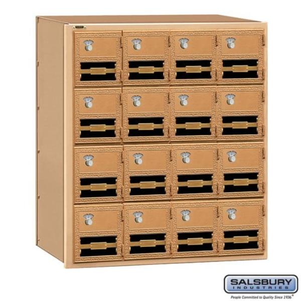 2016RL-COMBO Salsbury Brass Mailbox 16 Doors with Combination Locks - Rear Loading