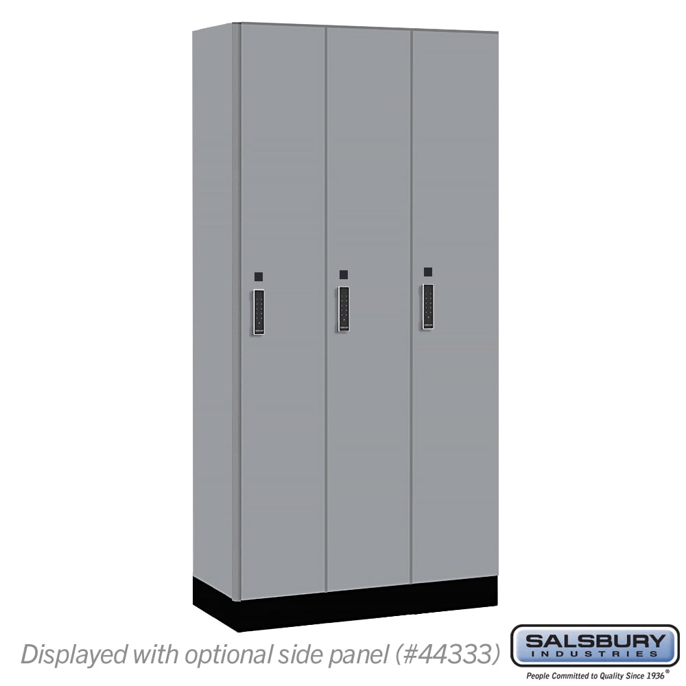 41368WF-E 12 in. Wide Premier Wood Locker - Single Tier - 3 Wide - 6 ft. High - 18 in. Deep - Winter Fog - Electronic Locks