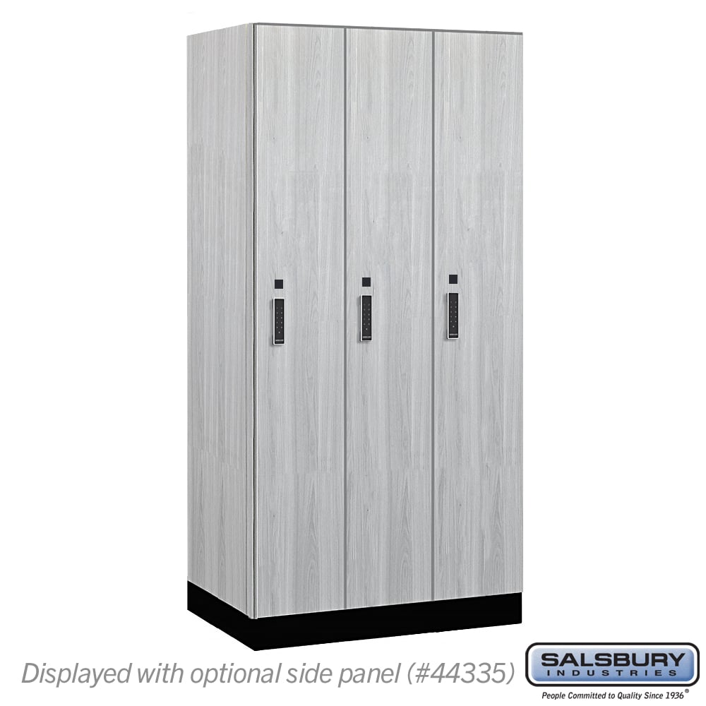 41361ST-E 12 in. Wide Premier Wood Locker - Single Tier - 3 Wide - 6 ft. High - 21 in. Deep - Silver Teak - Electronic Locks