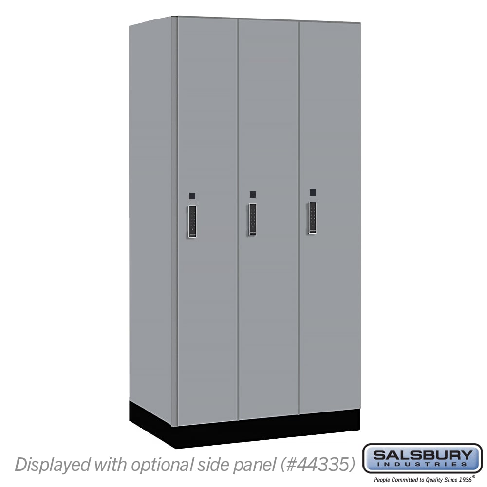 41361WF-E 12 in. Wide Premier Wood Locker - Single Tier - 3 Wide - 6 ft. High - 21 in. Deep - Winter Fog - Electronic Locks