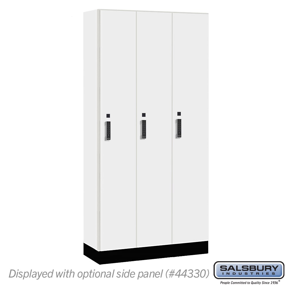 41365AW-E 12 in. Wide Premier Wood Locker - Single Tier - 3 Wide - 6 ft. High - 15 in. Deep - Arctic White - Electronic Locks