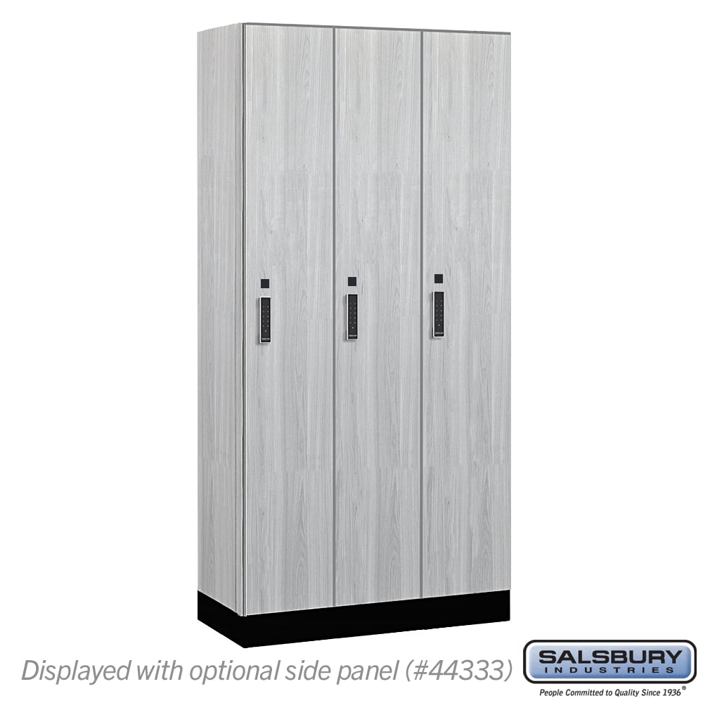 41368ST-E 12 in. Wide Premier Wood Locker - Single Tier - 3 Wide - 6 ft. High - 18 in. Deep - Silver Teak - Electronic Locks