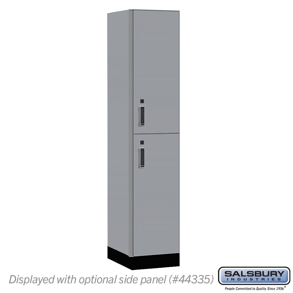 15-42161WF-E 15 in. Wide Premier Wood Locker - Double Tier - 1 Wide - 6 ft. High - 21 in. Deep - Winter Fog - Electronic Locks