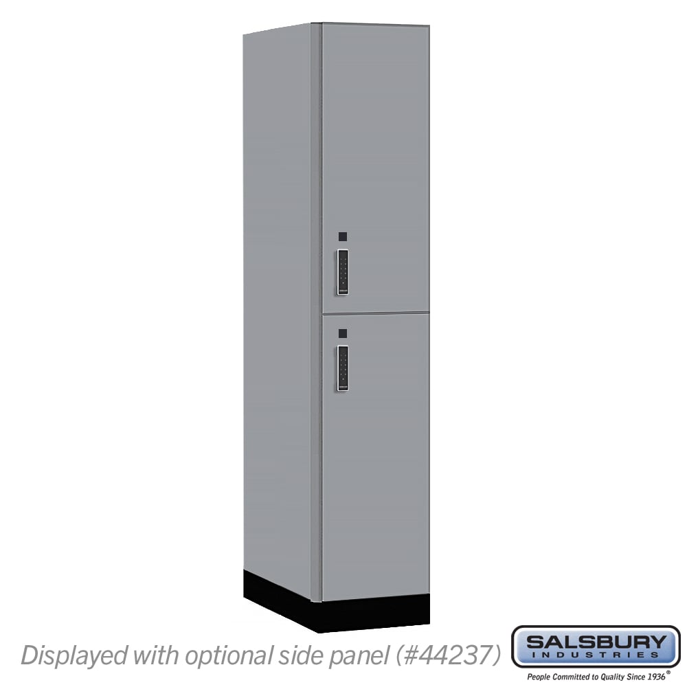 15-42164WF-E 15 in. Wide Premier Wood Locker - Double Tier - 1 Wide - 6 ft. High - 24 in. Deep - Winter Fog - Electronic Locks