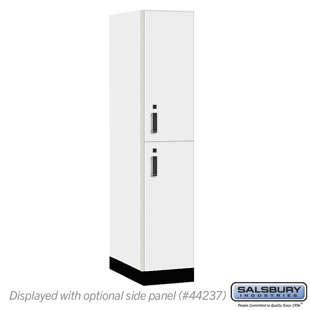15-42164AW-E 15 in. Wide Premier Wood Locker - Double Tier - 1 Wide - 6 ft. High - 24 in. Deep - Arctic White - Electronic Locks