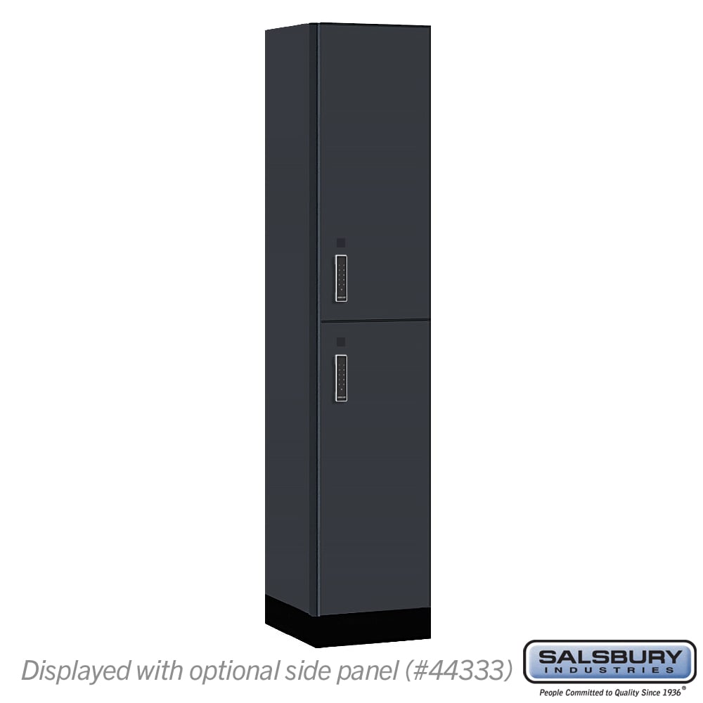 15-42168CM-E 15 in. Wide Premier Wood Locker - Double Tier - 1 Wide - 6 ft. High - 18 in. Deep - Carbon Mesh - Electronic Locks