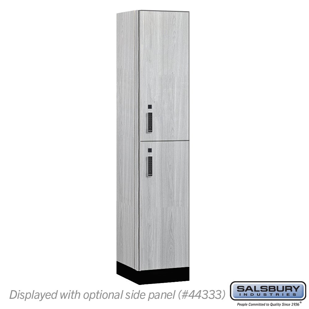 15-42168ST-E 15 in. Wide Premier Wood Locker - Double Tier - 1 Wide - 6 ft. High - 18 in. Deep - Silver Teak - Electronic Locks