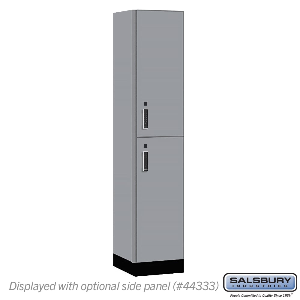 15-42168WF-E 15 in. Wide Premier Wood Locker - Double Tier - 1 Wide - 6 ft. High - 18 in. Deep - Winter Fog - Electronic Locks