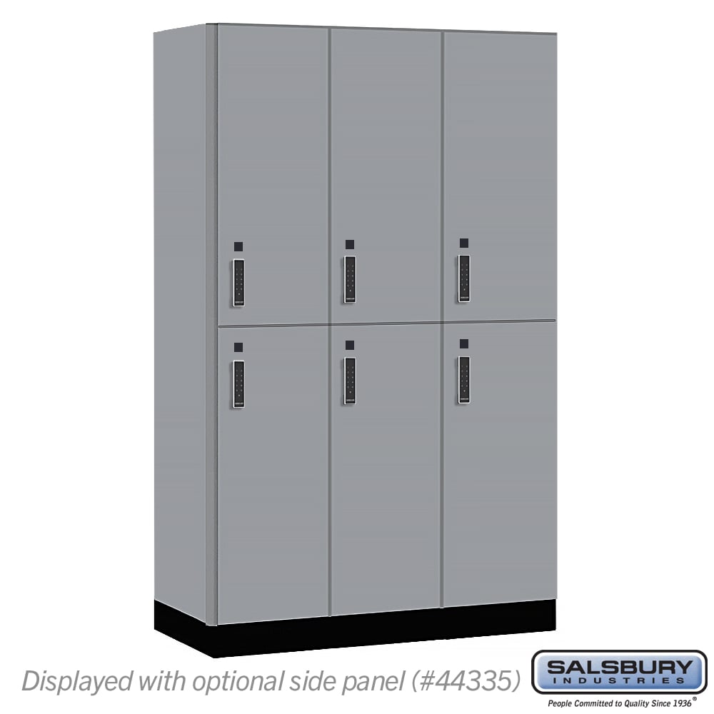 15-42361WF-E 15 in. Wide Premier Wood Locker - Double Tier - 3 Wide - 6 ft. High - 21 in. Deep - Winter Fog - Electronic Locks