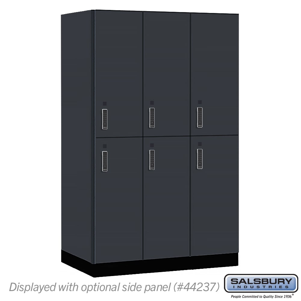 15-42364CM-E 15 in. Wide Premier Wood Locker - Double Tier - 3 Wide - 6 ft. High - 24 in. Deep - Carbon Mesh - Electronic Locks