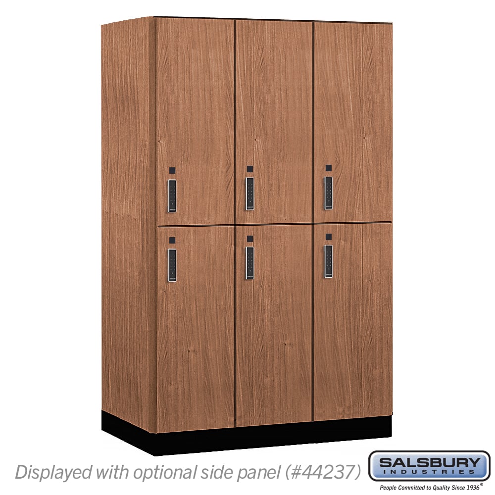 15-42364RO-E 15 in. Wide Premier Wood Locker - Double Tier - 3 Wide - 6 ft. High - 24 in. Deep - Red Oak - Electronic Locks