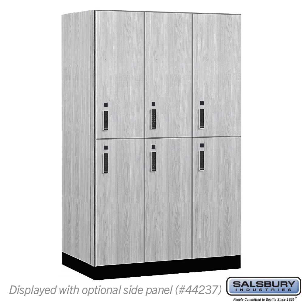 15-42364ST-E 15 in. Wide Premier Wood Locker - Double Tier - 3 Wide - 6 ft. High - 24 in. Deep - Silver Teak - Electronic Locks