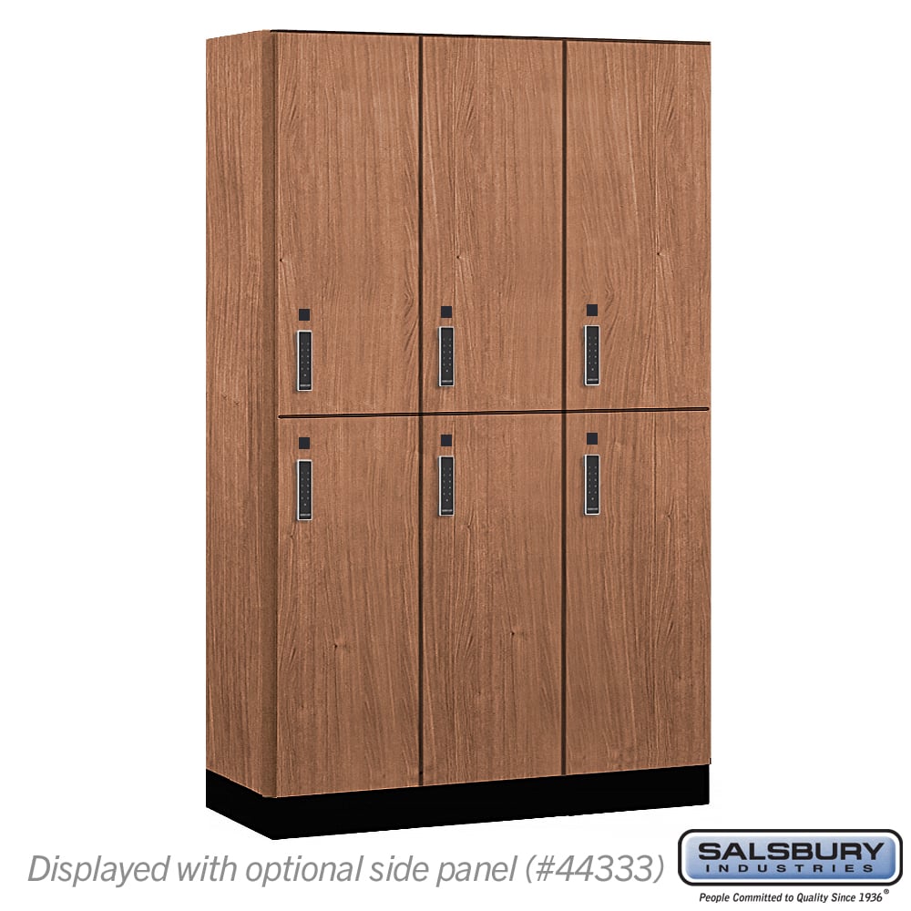 15-42368RO-E 15 in. Wide Premier Wood Locker - Double Tier - 3 Wide - 6 ft. High - 18 in. Deep - Red Oak - Electronic Locks