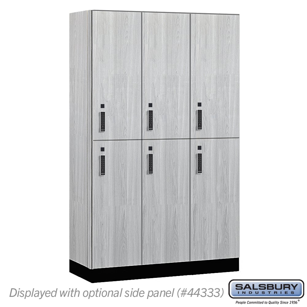 15-42368ST-E 15 in. Wide Premier Wood Locker - Double Tier - 3 Wide - 6 ft. High - 18 in. Deep - Silver Teak - Electronic Locks