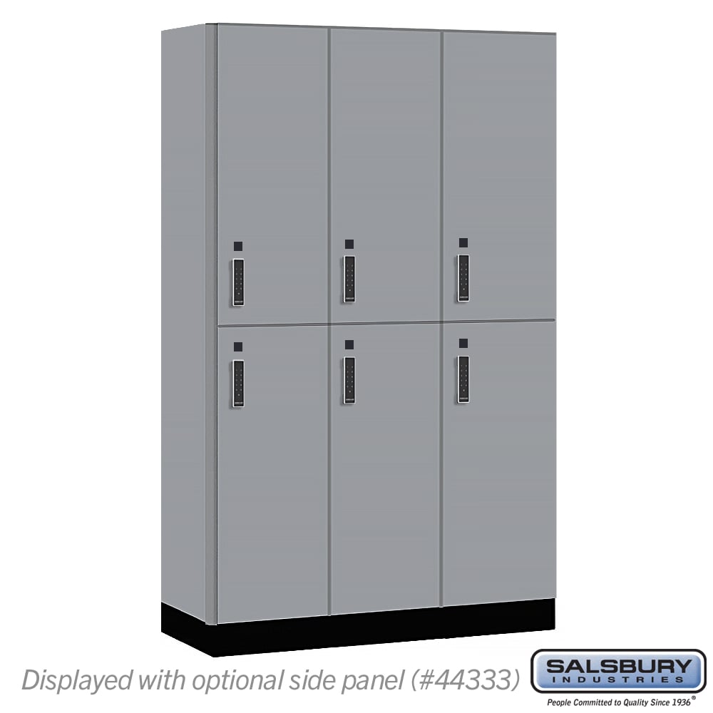 15-42368WF-E 15 in. Wide Premier Wood Locker - Double Tier - 3 Wide - 6 ft. High - 18 in. Deep - Winter Fog - Electronic Locks