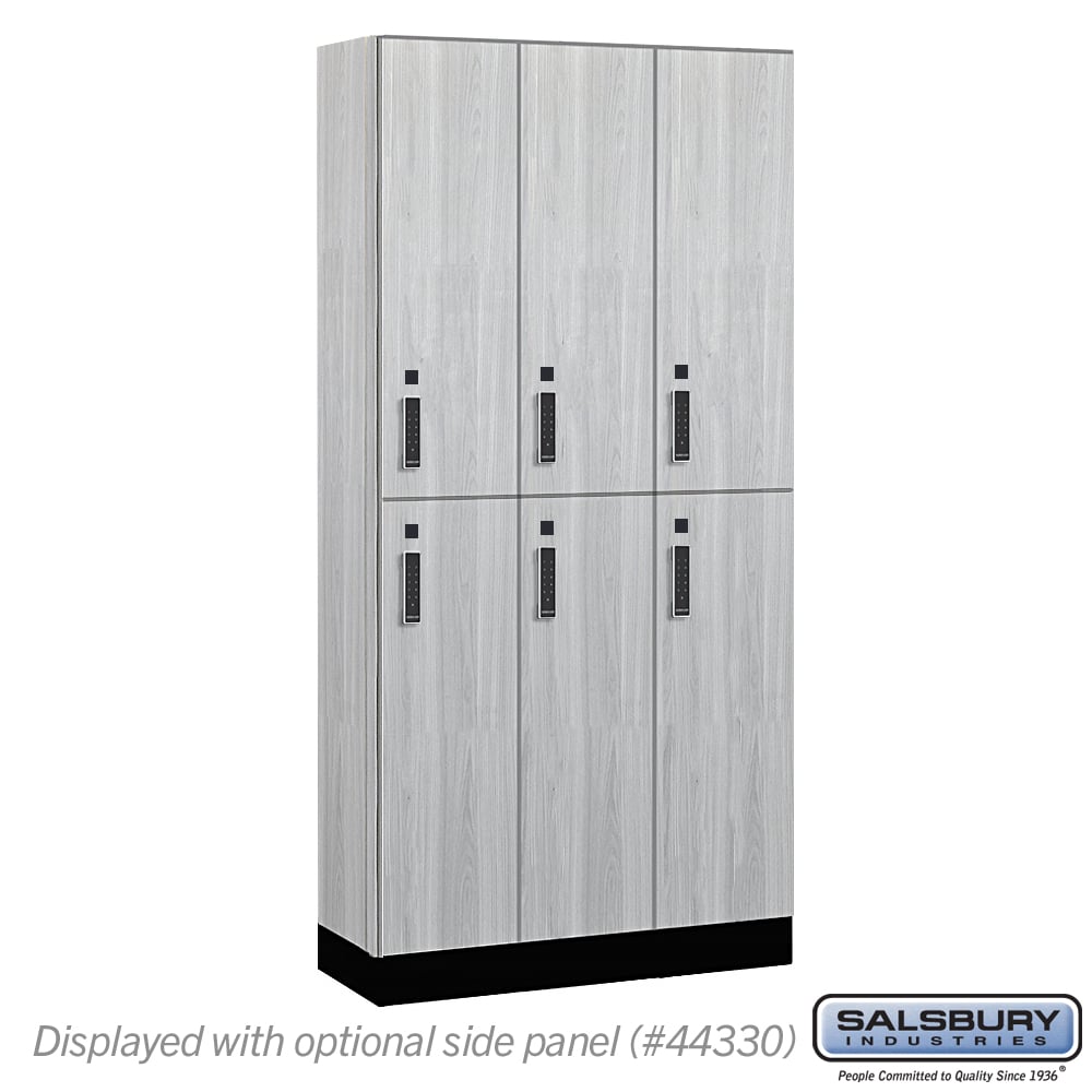 42365ST-E 12 in. Wide Premier Wood Locker - Double Tier - 3 Wide - 6 ft. High - 15 in. Deep - Silver Teak - Electronic Locks