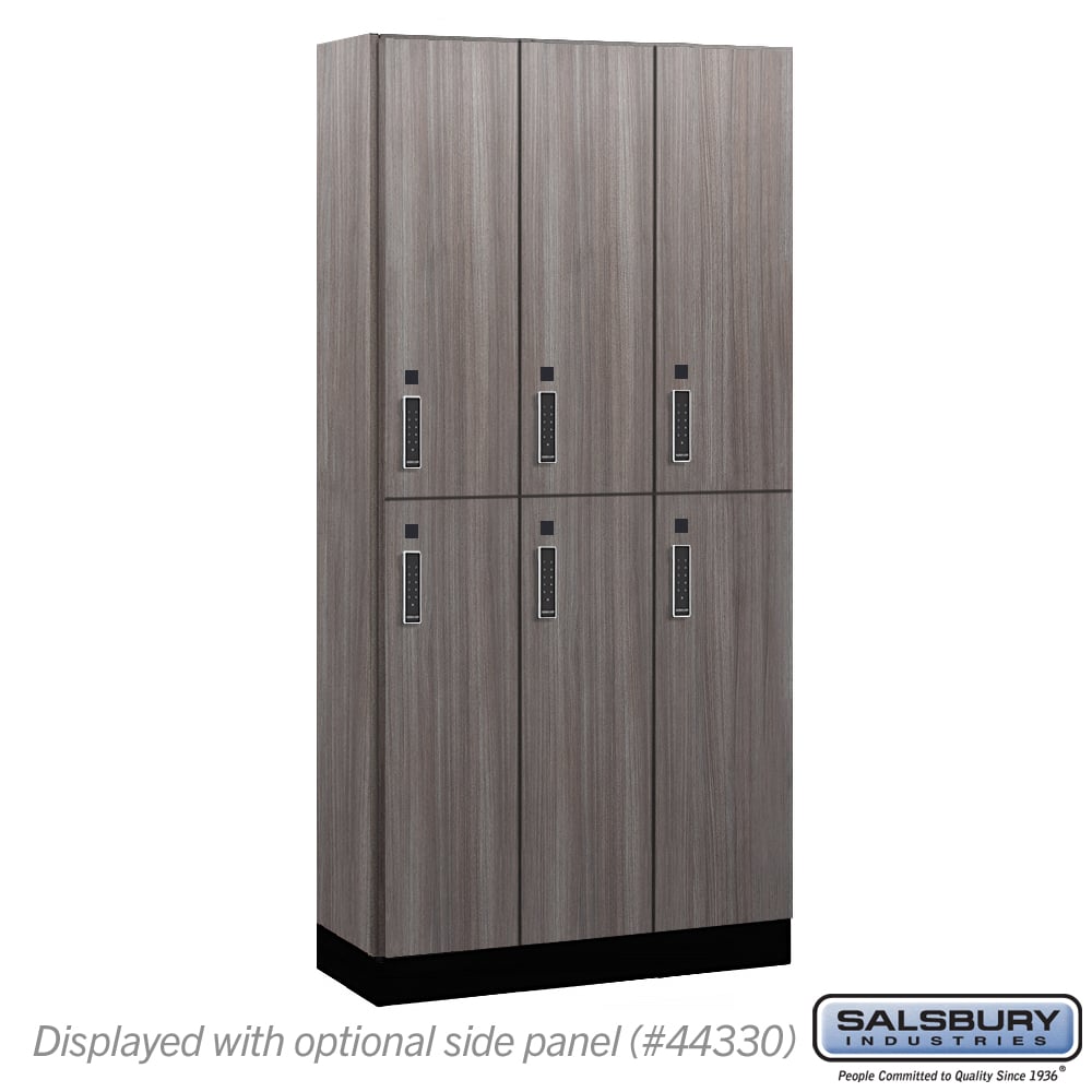 42365SW-E 12 in. Wide Premier Wood Locker - Double Tier - 3 Wide - 6 ft. High - 15 in. Deep - Skyline Walnut - Electronic Locks