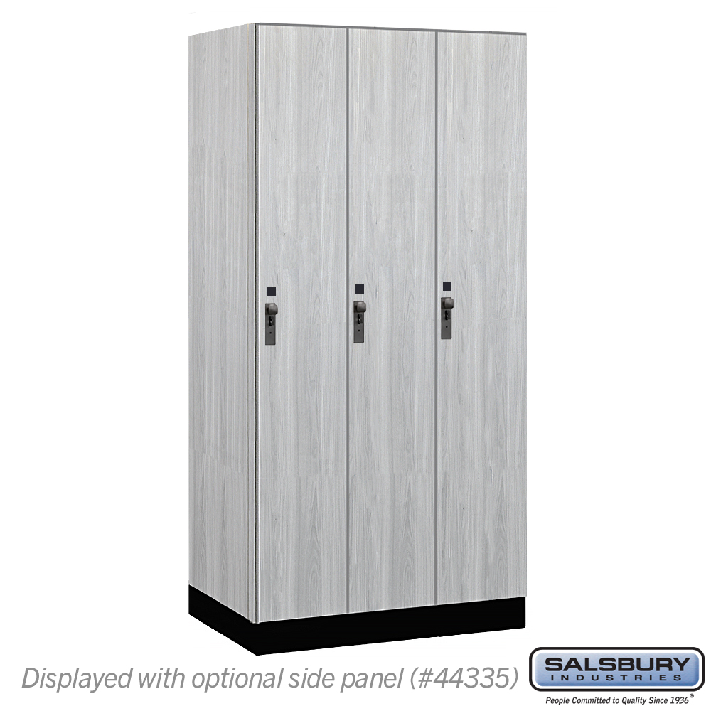 41361ST 12 in. Wide Premier Wood Locker - Single Tier - 3 Wide - 6 ft. High - 21 in. Deep - Silver Teak - Hasp