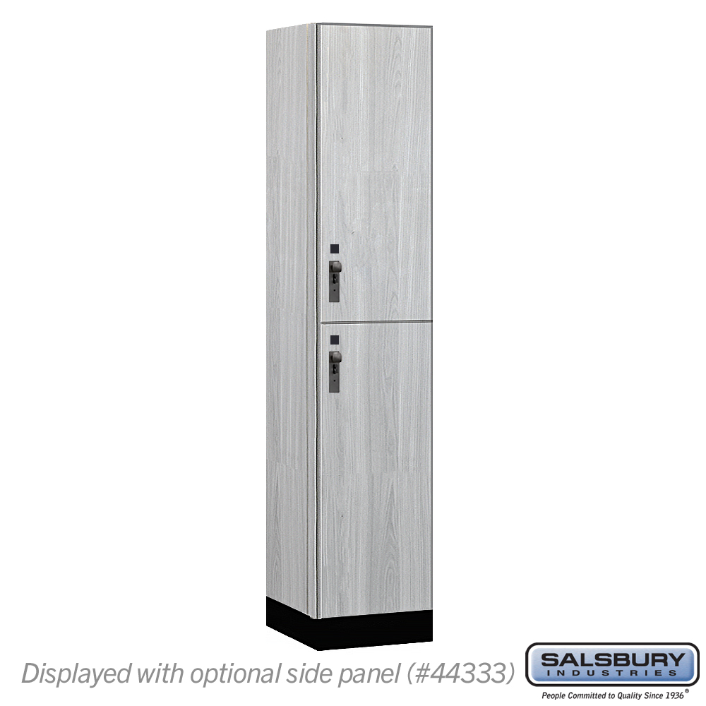 15-42168ST 15 in. Wide Premier Wood Locker - Double Tier - 1 Wide - 6 ft. High - 18 in. Deep - Silver Teak - Hasp
