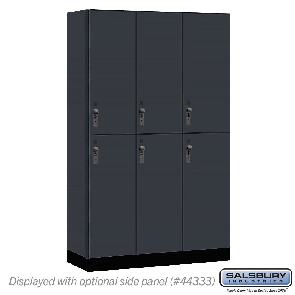 15-42368CM 15 in. Wide Premier Wood Locker - Double Tier - 3 Wide - 6 ft. High - 18 in. Deep - Carbon Mesh - Hasp