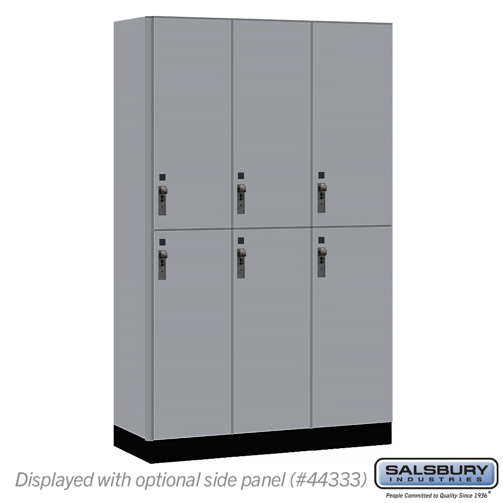 15-42368WF 15 in. Wide Premier Wood Locker - Double Tier - 3 Wide - 6 ft. High - 18 in. Deep - Winter Fog - Hasp