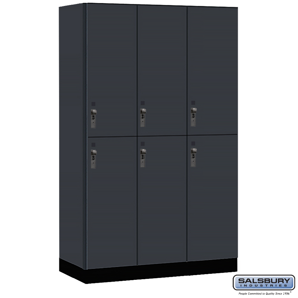 15-42361CM 15 in. Wide Premier Wood Locker - Double Tier - 3 Wide - 6 ft. High - 21 in. Deep - Carbon Mesh - Hasp