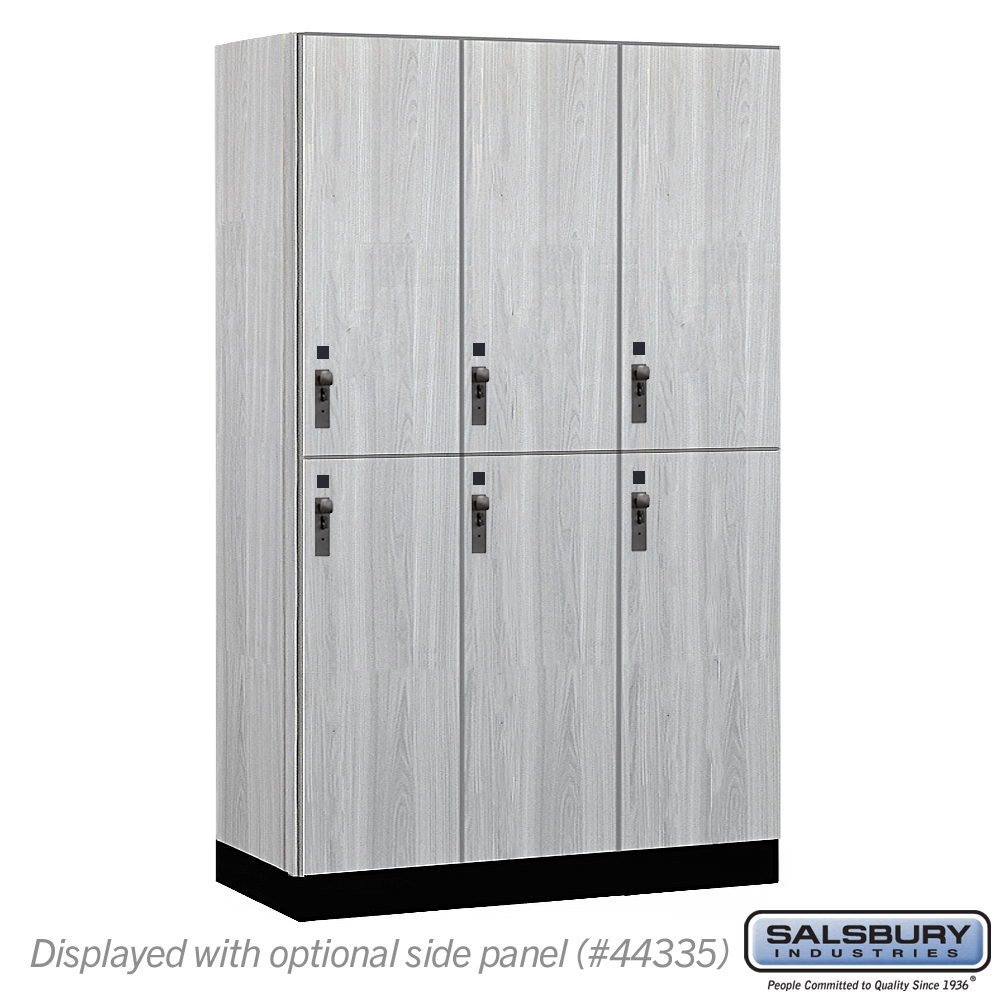 15-42361ST 15 in. Wide Premier Wood Locker - Double Tier - 3 Wide - 6 ft. High - 21 in. Deep - Silver Teak - Hasp