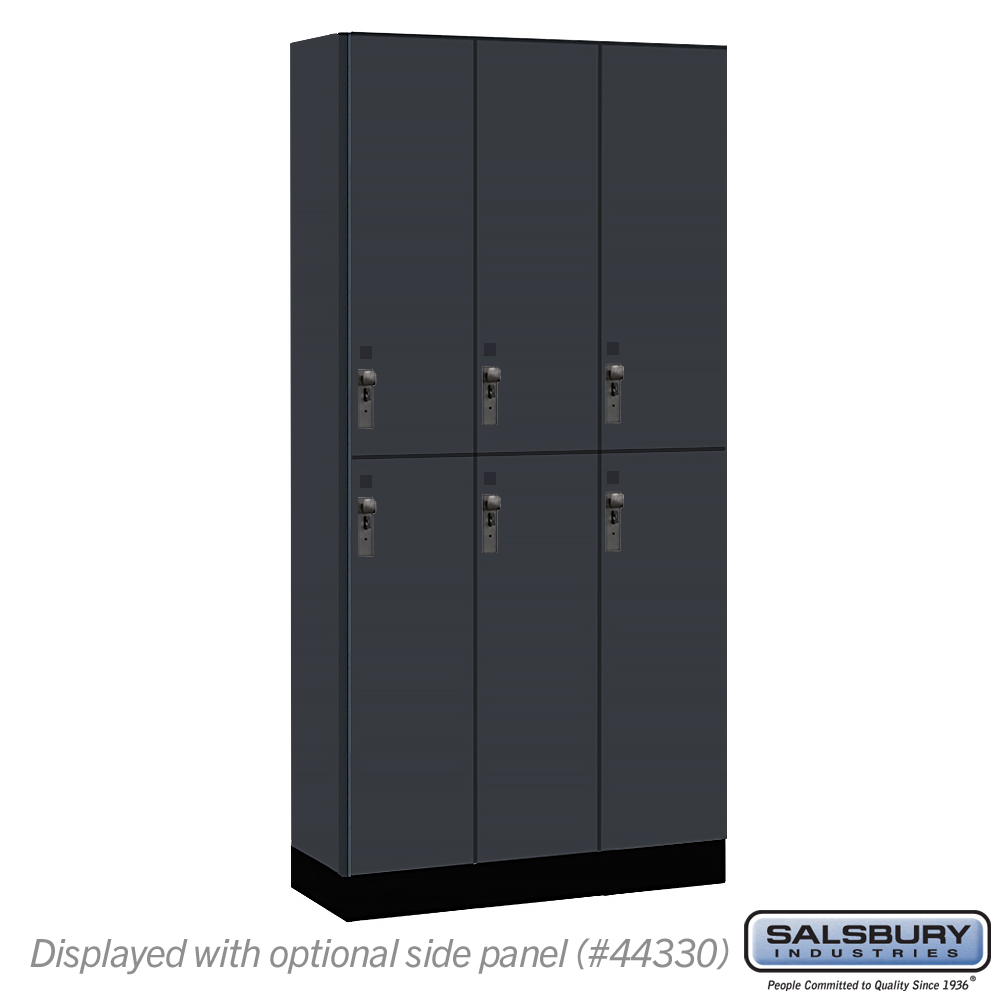 42365CM 12 in. Wide Premier Wood Locker - Double Tier - 3 Wide - 6 ft. High - 15 in. Deep - Carbon Mesh - Hasp
