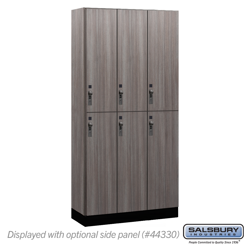 42365SW 12 in. Wide Premier Wood Locker - Double Tier - 3 Wide - 6 ft. High - 15 in. Deep - Skyline Walnut - Hasp